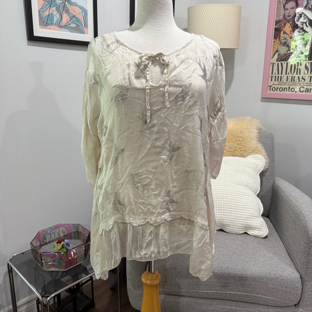Angela Mara Silk Flowy Top